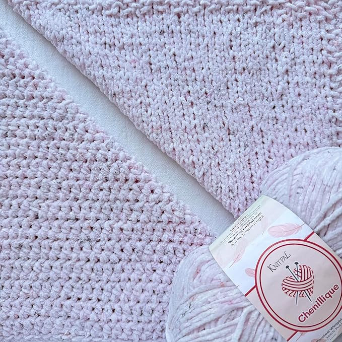 Chenillique Velvet Chenille Yarn for Crocheting, 4-Pack (856Yds / 400G), Free Patterns, Beginners Friendly - Soft Baby Yarn for Knitting Baby Blanket - #4 Medium Worsted Weight - Blush Confetti