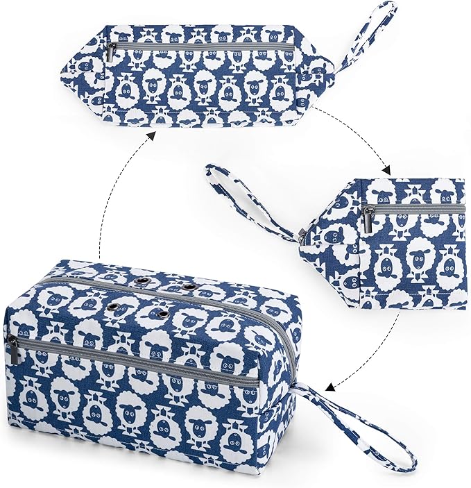 LUXJA Yarn Storage Bag, Carrying Knitting Bag for Yarn Skeins, Crochet Hooks, Knitting Needles (up to 10 Inches) and Other Small Accessories (Large, Sheep)