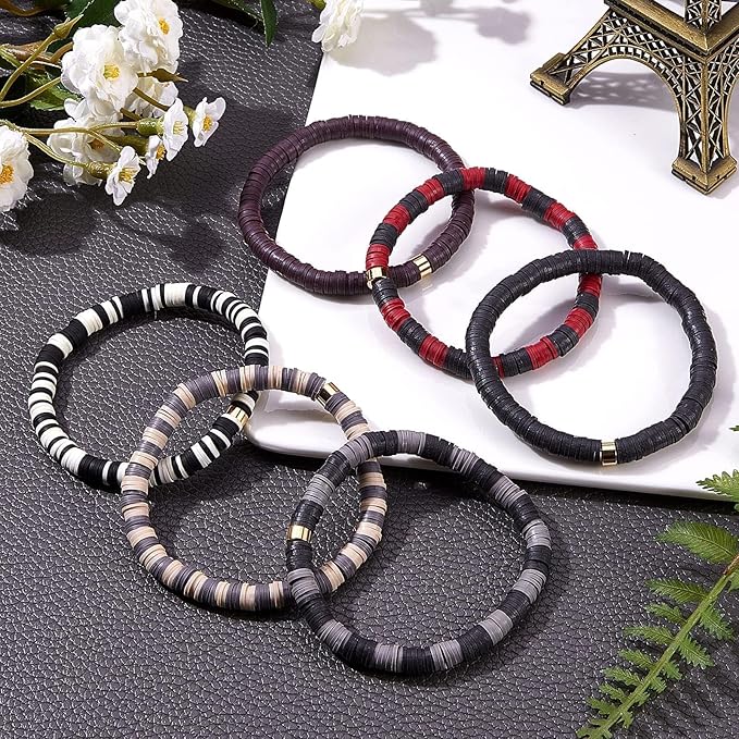 3600 pcs Coffee Clay Beads for Bracelets Making, 10 Strands Flat Round Polymer Clay Beads 6mm Spacer Heishi Beads for Jewelry Making Earring Necklace