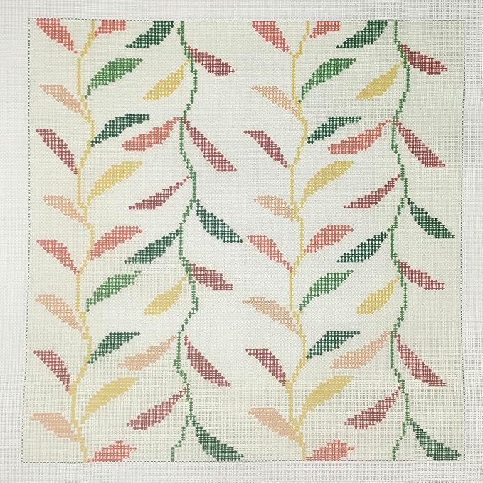 Howie's Needlepoint Needlepoint Kits for Adults, Pillow Front Cross Stitch Kit with Embroidery Pattern on Canvas, Yarn, 2 Needles and Instruction, 16 x 16inch(Colorful Willow Leaves)