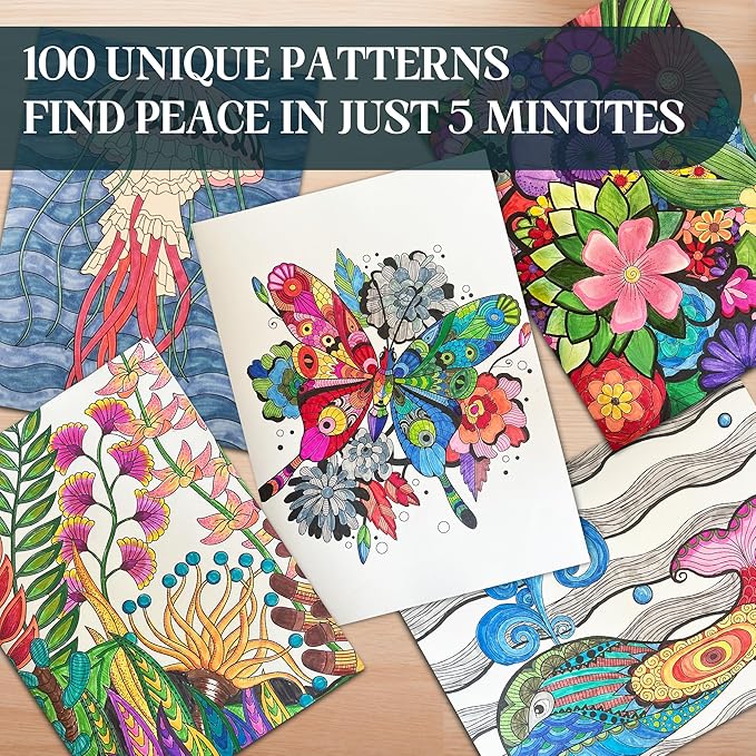 BIROYAL XXL Adult Coloring Book for Women 11.2”x8.3” - 100 Patterns Coloring Books for Adults Relaxation - Mindfulness & Personal Growth Prompts - Anxiety, Stress Relief & Relaxation Gifts for Women