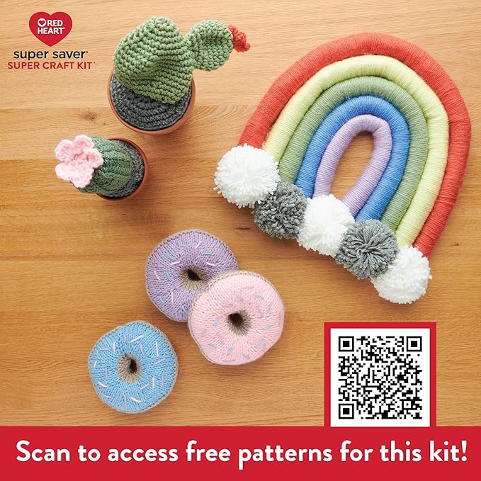 Red Heart Super Saver Yarn Super Craft Kit Pastels, with 12 Pack of 50g/1.7 oz. 4 Medium Worsted Yarn for Knitting & Crocheting, 12 Colors, Perfect for Chunky Sweaters, Blankets, Amigurumi