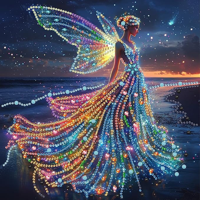 SKRYUIE DIY Diamond Art Kits for Adults Woman Special Shape - 5D Diamond Painting Kits for Adults Beach - Crystal Embroidery Cross Stitch - Craft for Wall & Office Decor 12 x 12 Inch c6