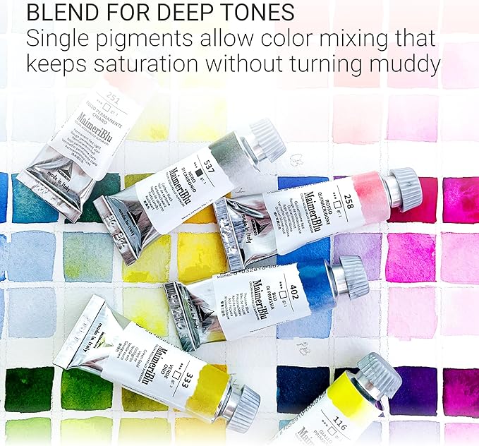 MaimeriBlu, Jenna Rainey Artist Set, Watercolor Paint, 12ml, 6 Tubes – Professional Watercolor Painting Supplies