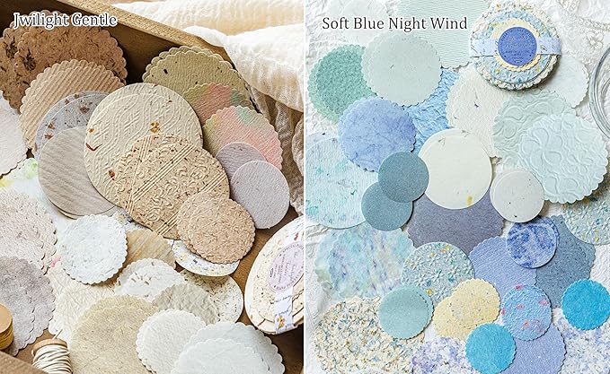 300 Sheets Scrapbook Paper Kit with 3 Double Sided Tapes & 6 Rolls Colored Washi Tape, 6 Themes Embossed Textured & Printed Round Scrapbook Paper for Scrapbooking, Junk Journal, Card Making
