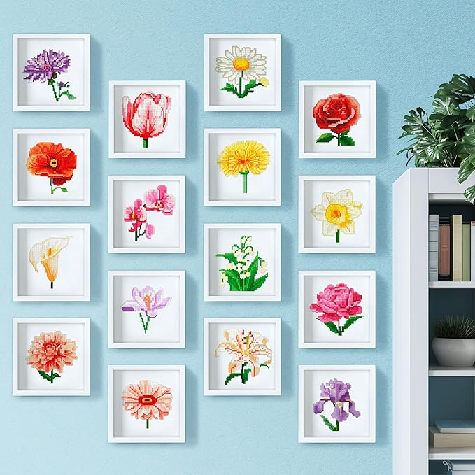 LuwoArte 16 Pack Diamond Painting Kits for Adults – Flower Garden-Themed Diamond Art Kits – Full Drill DIY Paint Gem Art for Adults – 5D Diamond Painting Kit – Relaxing Craft for Home Wall Décor