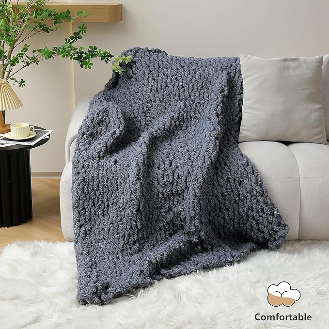 Chunky Yarn for Hand Knitting - #10 Chunky Chenille Yarn, Jumbo Big Thick Chunky Yarns for Crocheting, Super Bulky Chunky Knit Blanket Yarns, 8 Skein (25 yds 8 oz Each Skein), Charcoal Grey