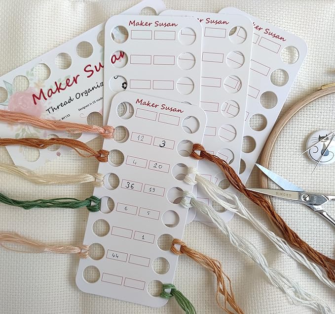 DMC Size 22-24-26 (3 Pack) Cross Stitch Needles Kit, Large Eye Blunt End Needles, DMC Size 1-5 Embroidery Needles with Maker Susan Thread Holder Card (Total 30 Needles, 1 Organizer Card)