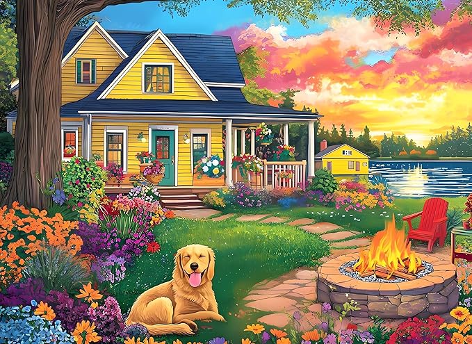 EIBEILI Adult Diamond Painting Set -Garden Dog Diamond Painting Set, 5D Diamond Painting, DIY Full Diamond Painting Gemstone Craft 11.8x15.7 inches