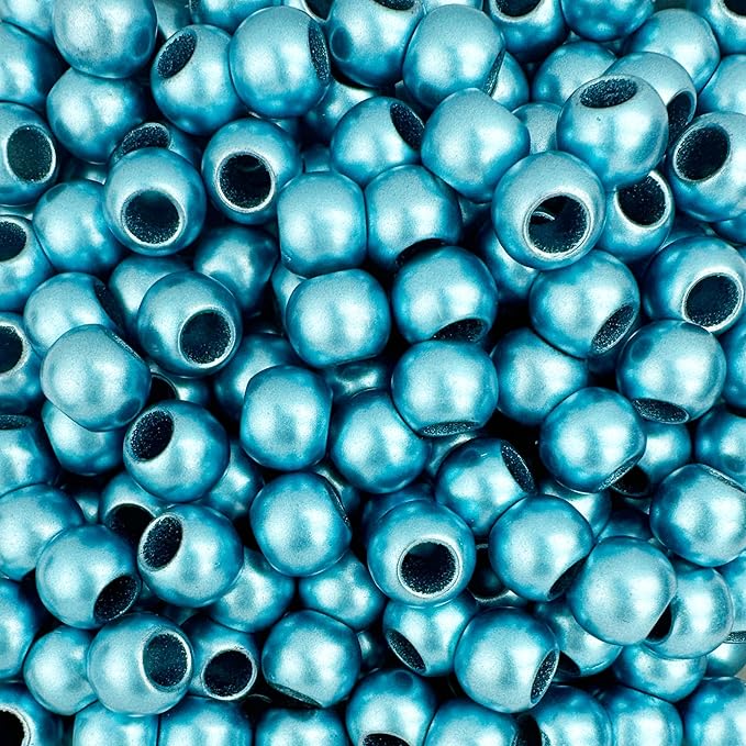 300 acrylic large hole beads for crafts 10mm x 12mm acrylic barrel beads with 5.7mm large hole, matte turquoise