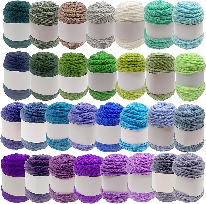 30 Color 15g Assorted Colors Acrylic Yarn for Crocheting & Knitting, Cotton Yarn for DIY, Handicraft & School Projects