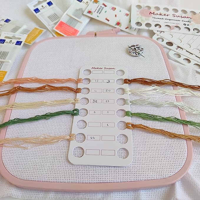 DMC Size 22-24-26 (3 Pack) Cross Stitch Needles Kit, Large Eye Blunt End Needles, DMC Size 1-5 Embroidery Needles with Maker Susan Thread Holder Card (Total 30 Needles, 1 Organizer Card)
