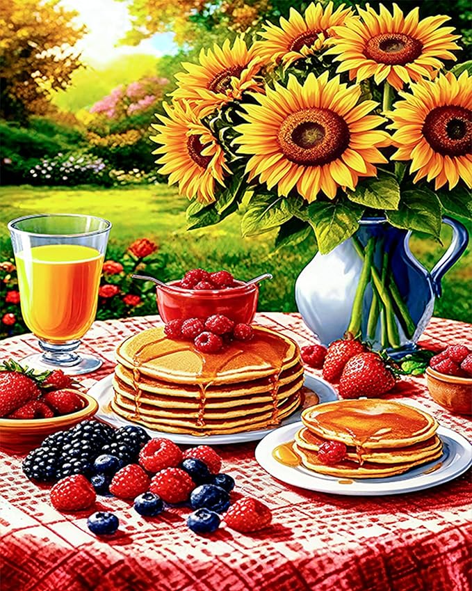 Okarina Paint by Numbers Kit for Adults Beginner Delicious Dessert, Adult Paint by Number Kits on Canvas, Flower DIY Acrylic Oil Painting by Numbers for Adults, Perfect for Home Wall Decor 16X20 Inch