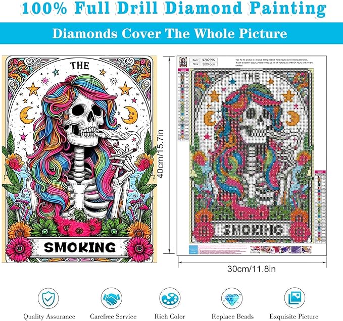 Meothan Diamond Painting Kits for Adults, 5D DIY Skull Diamond Art Kits for Adults Beginners, Diamond Dots Kits Gem Arts Crafts for Living Room Bedroom Offices Home Wall Decor 12X16 Inch