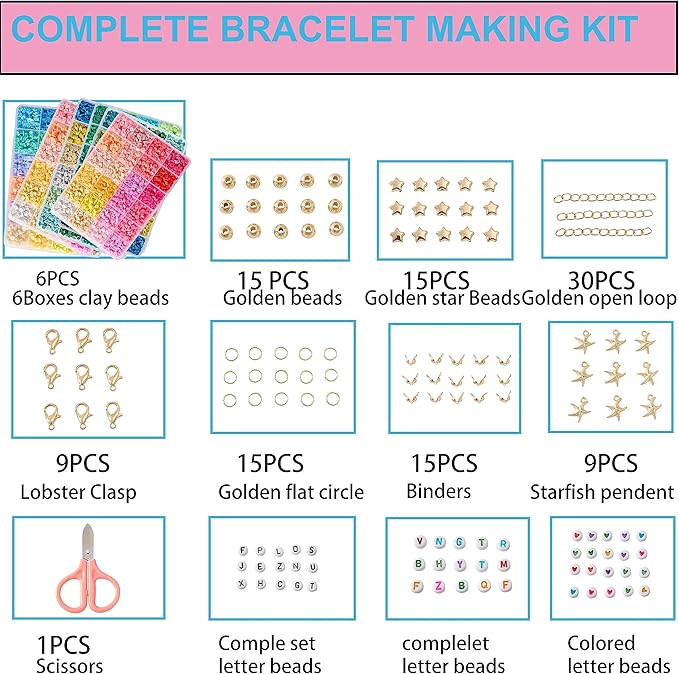 XMZCOLA Clay Beads for Bracelets Making Kit, 18800 Pcs 144 Colors 6mm Flat Polymer Heishi Beads Kit, Jewelry Making Supplies Beads,Crafts Gift Set for Christmas Party Gifts (144colors)