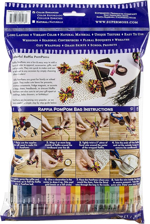 SuperMoss (40518) Raffia Craft Kit - Fall, Thanksgiving (Basil, Golden, Rust, Terra Cotta, Brown), 16 cu In. (5 Pack)