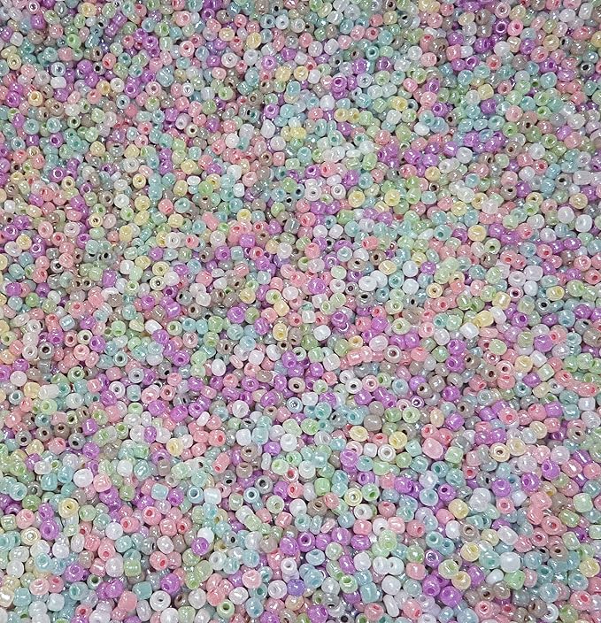 Seed Beads 6/0 4mm Glass Pony Beading DIY Craft Jewelry Making Assorted Mixed Colors, Large Bulk Set of Beads (Pastel Colors 3/4 Pound)