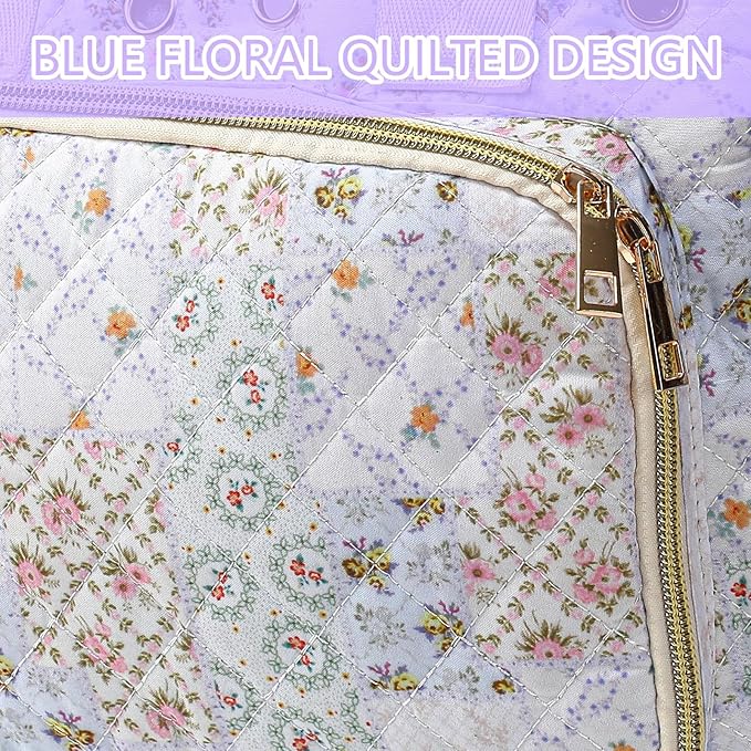 SilTriangle Large Floral Quilted Crochet Knitting Bags and Totes Organizer Cotton Yarn Hook Bag Holder Christmas Corduroy Gift for Crochet Lover Crocheting Accessories, Needle with Zipper, Size M