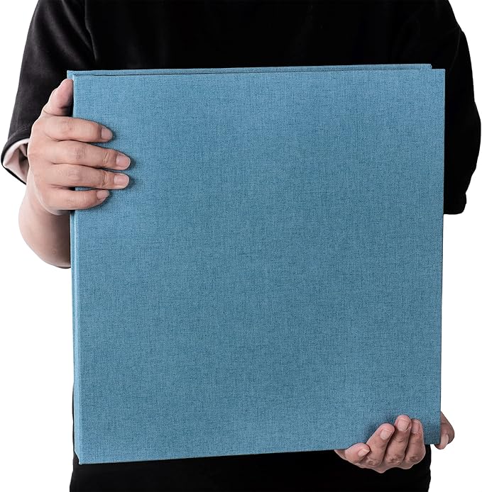 Large Photo Album Self Adhesive 4x6 5x7 3x5 8.5x11 Scrapbook Magnetic Album DIY Scrap Book Length 13 x Width 12.8 (Inches) 120 Sticky Pages Linen Cover DIY Photo Album (Sky Blue)