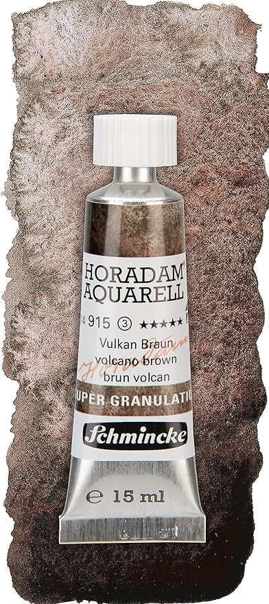 Schmincke - HORADAM® AQUARELL, Super-Granulation Set Volcano, 5 x 15 ml tubes, 74 868 097, wooden box, very strong granulating colors, finest, supergranulating watercolors