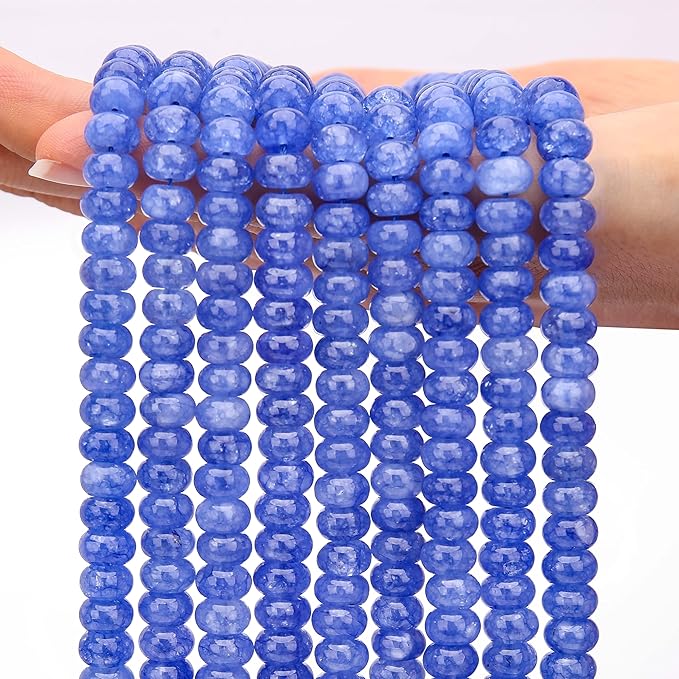 2 Strands (150PCs) Sky Blue Jade Rondelle Beads, 5 * 8mm Gemstone Loose Spacer Abacus Disk Beads for DIY Bracelet Necklace Earrings Jewelry Making, Craft Supplies Beading Kit