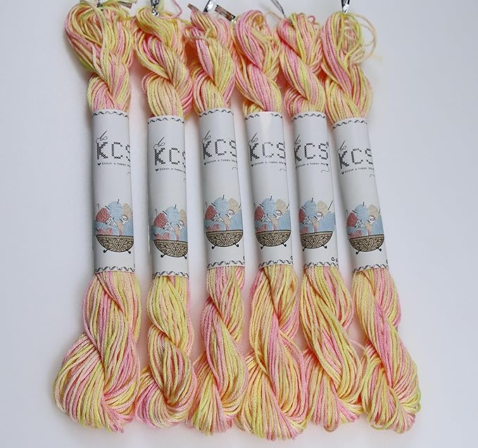 KCS Big skeins of 25 Meters Size 25 Color Variegated Cross Stitch Stranded Threads,6 skeins,4160