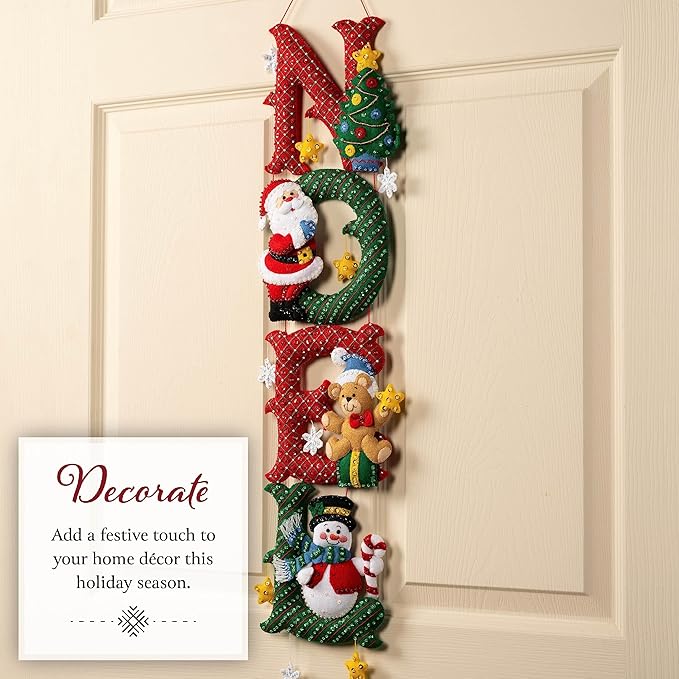 Bucilla Felt Applique Wall Hanging Kit, Noel, Perfect for Holiday DIY Arts and Crafts, 89655E