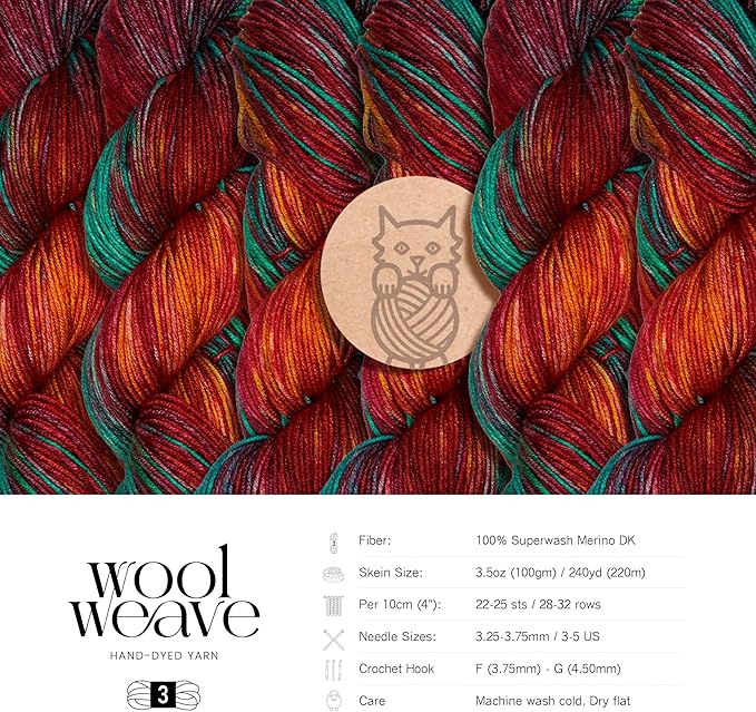 Superwash Merino Wool Yarn for Knitting & Crocheting - Premium Hand Dyed, 100gr, 240 Yards DK Weight - Luxurious & Soft Party Theme Variegated Yarn