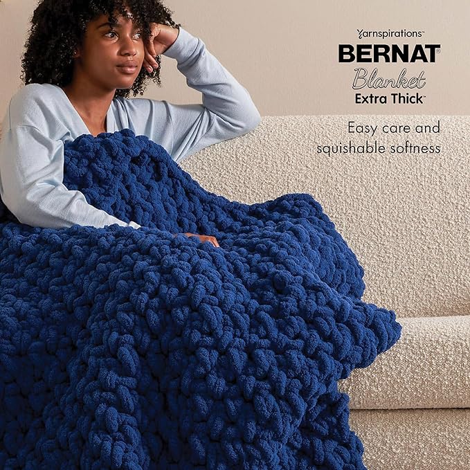 Bernat Blanket Extra Thick Lunar Purple Yarn - 1 Pack of 21.12oz/598.74g - 100% Polyester - #7 Jumbo - 72 Yards - Chunky Yarn for Hand Knitting, Crocheting, Crafts & Amigurumi