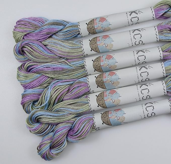KCS Big skeins of 25 Meters Size 25 Color Variegated Cross Stitch Stranded Threads,6 skeins,4523