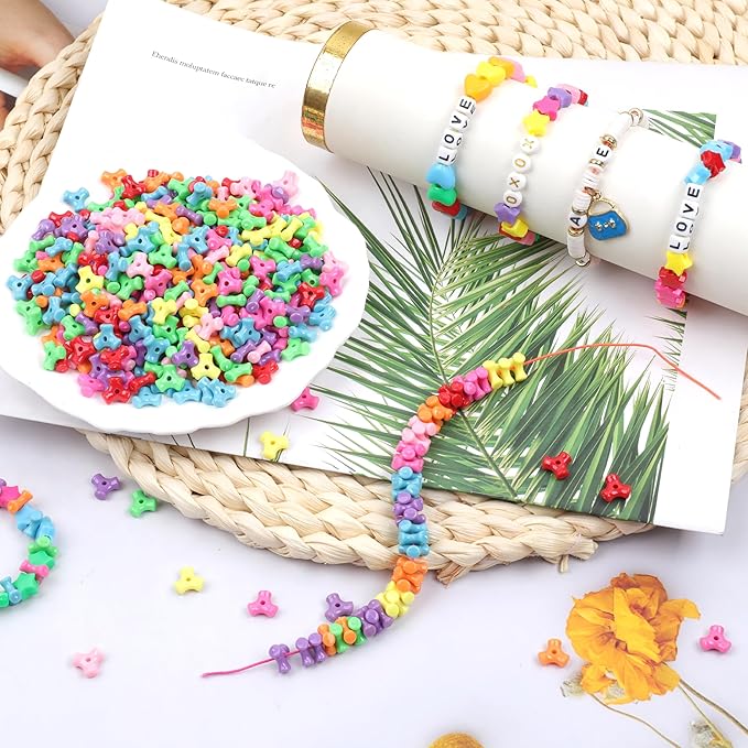 gmma pony beads shapes for friendship bracelets multicolour opacity plastic tri beads for jewelry making valentine's day diy bracelets necklace friendship party decoration supplies