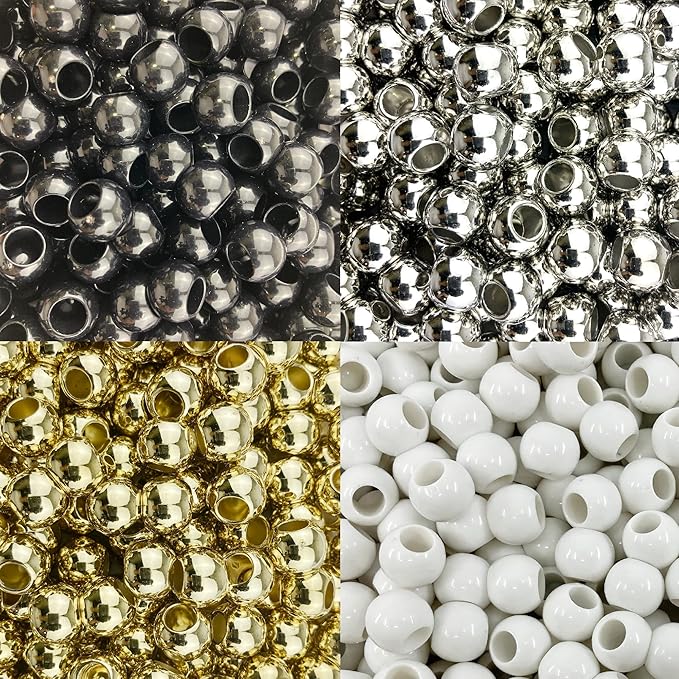 300 acrylic large hole beads for crafts 10mm x 12mm acrylic barrel beads with 5.7mm large hole, black tie gloss assortment