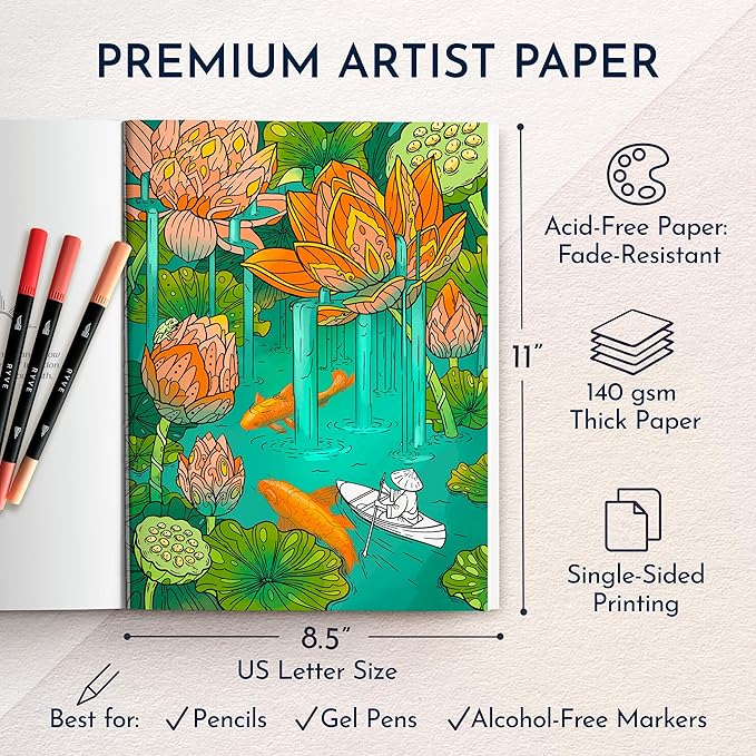 RYVE Coloring Book for Adults Relaxation - Unwind and Relax with 33 Stunning Designs - Mindfulness and Stress Relief Color Book for Adults, Adult Coloring Book for Women, Easy, Calming, Relaxing