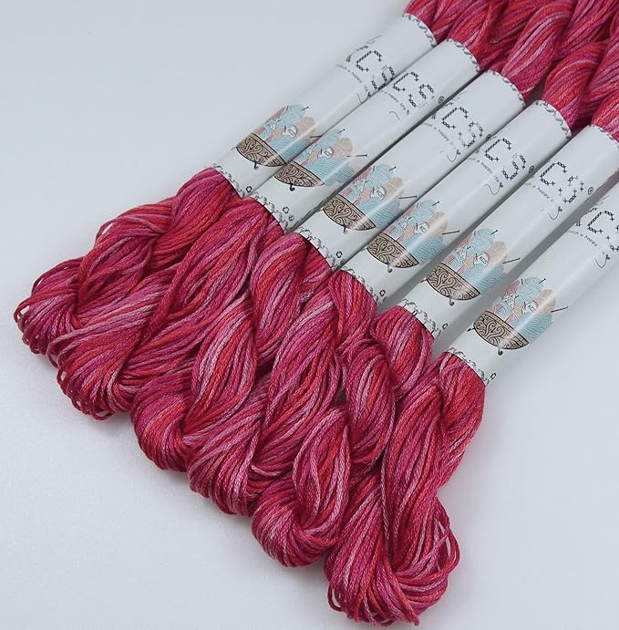 KCS Big skeins of 25 Meters Size 25 Color Variegated Cross Stitch Stranded Threads,6 skeins,4200