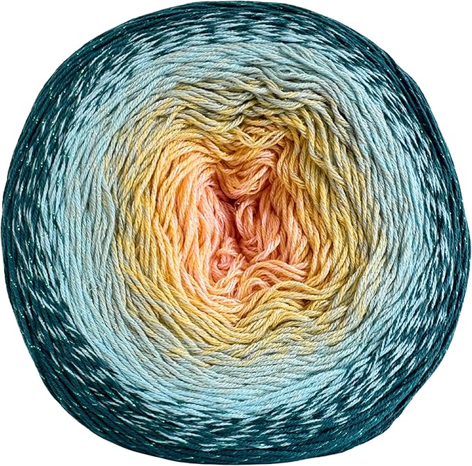 YarnArt Flowers Moonlight – Gradient Cotton Acrylic Yarn with Metallic Lurex, 9.17oz (250g), 1093 Yards – Shiny, Multicolor Cake Yarn for Crochet, Knitting, Shawls & DIY Projects (3270)
