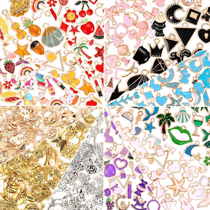 Acejoz 600Pcs Charms for Jewelry Making, Assorted Wholesale Mixed Metal Earring Bangle Bulk Charms for DIY Necklace Bracelet Jewelry Making and Crafting