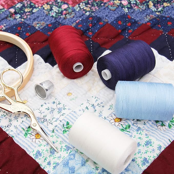 Threadart 100% Cotton Thread | for Quilting, Sewing, and Serging | 1000M Spools 50/3 Weight | Royal Blue 305