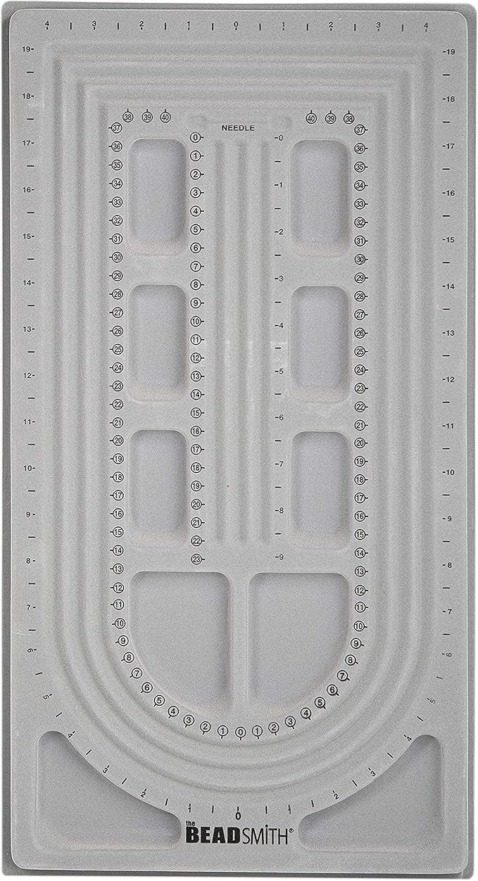 The Beadsmith Bead Board, Grey Flocked, 3 U-Shape and 3 Straight Channels, 10 x 18.5 inches, Design Boards for Creating Bracelets, Necklaces and Other Jewelry