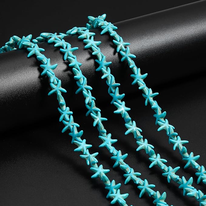 70pcs Cute Starfish Beads and Charms Set Turquoise Spacer Beads, for Charm DIY Jewelry Making Kit (Blue（Starfish）)
