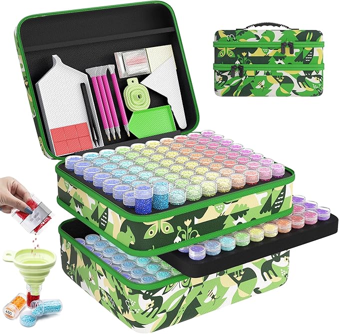 ARTDOT 240 Slots Storage Container for Diamond Painting Kits for Adults,Portable Diamond Painting Storage Box with Accessories and Tools