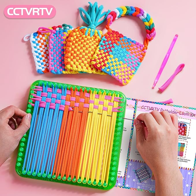 CCTVRTV Weaving Loom Kit Toys for Kids and Adults, Potholder Loops DIY Arts and Crafts for Boys and Girls Ages 5 6 7 8-12 13, Easy Potholder Loom Knitting Kits Gifts for Beginners, 252 Craft Loops.