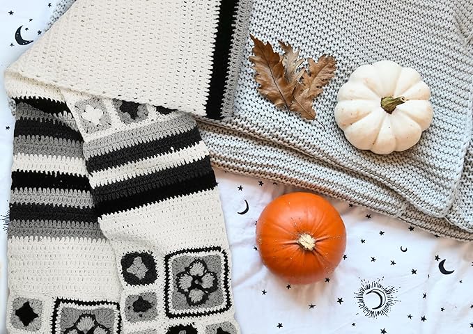 Noocro Granny Square Scarf Crochet Kit – Complete Yarn Kit with Crochet Hook, Markers, and Other Accessories, Detailed Instruction & Video Tutorial – for Intermediate or Ambitious Beginners
