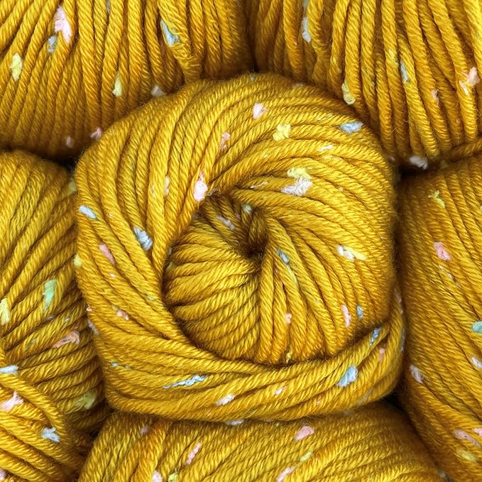 Tweed Twinkles Soft Baby Yarn for Crocheting, 8-Pack (696Yds / 400G), Free Patterns - Acrylic Baby Blanket Knitting Yarn with Flecks - Size 3 DK Light Worsted Weight - Golden Yellow