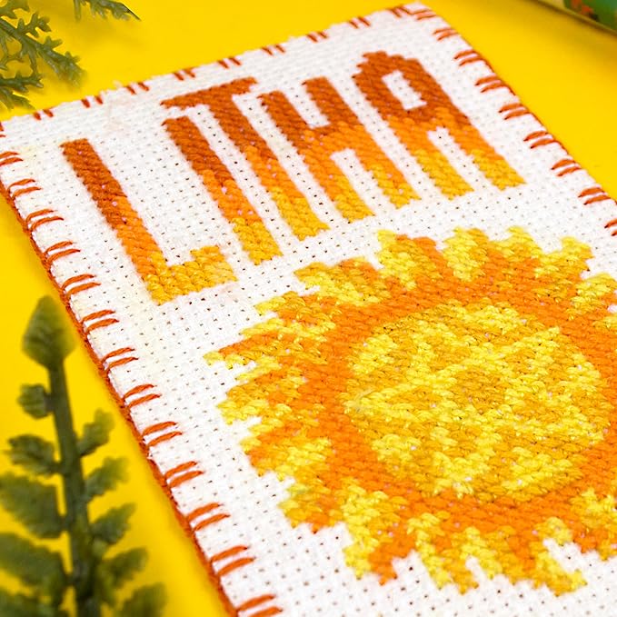 Povitrulya Cross Stitch Bookmark Kit Wheel of the Year: Litha – Counted DIY Embroidery Set for Adults & Beginners, Summer Solstice Pagan Wiccan Sun Fire Festival Gift