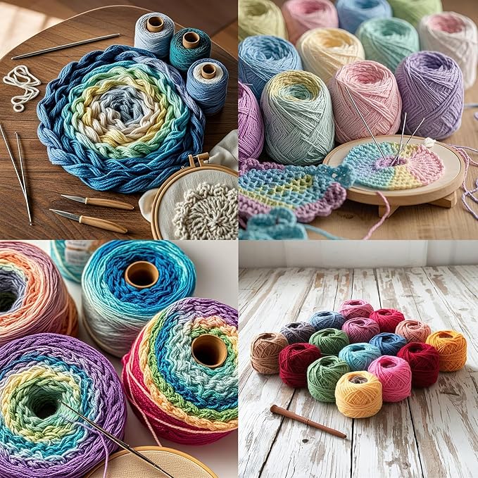 16 Rolls of Colorful Cotton Thread Ball Crochet Embroidery Rainbow Color Sewing Thread for Cross Stitch Crafts(Style 1)