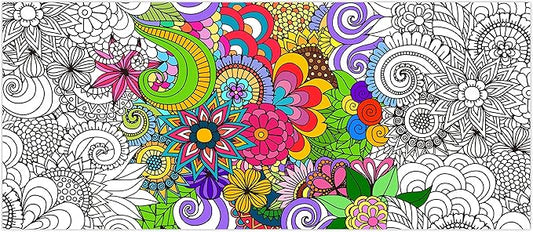 dvbonike jumbo mandala coloring poster giant flower diy drawing paper art blank banner 55.1 x 23.6 inch color-in table cover wall decoration school group activities for kids arts craft party suppiles