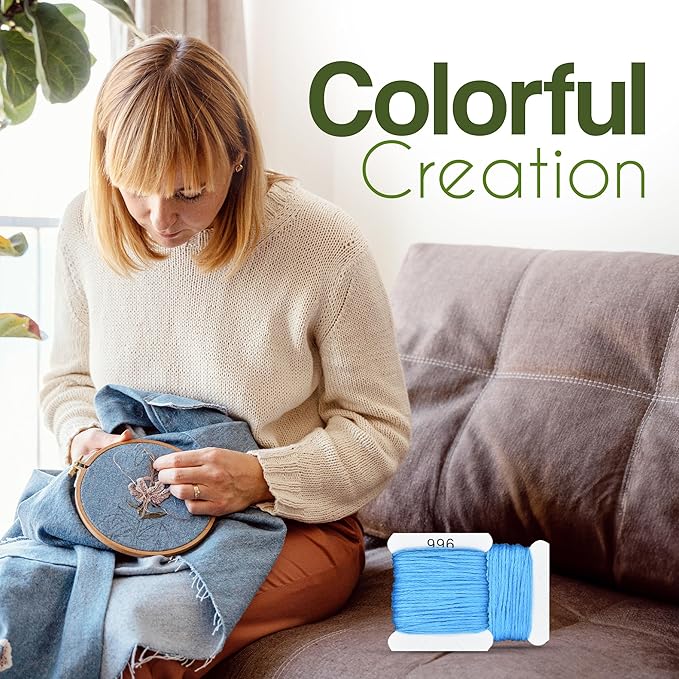 Embroidery Floss Kit and Refills - Cotton Threads - DMC Color Coding for Cross Stitch, String Crafts, Friendship Bracelets