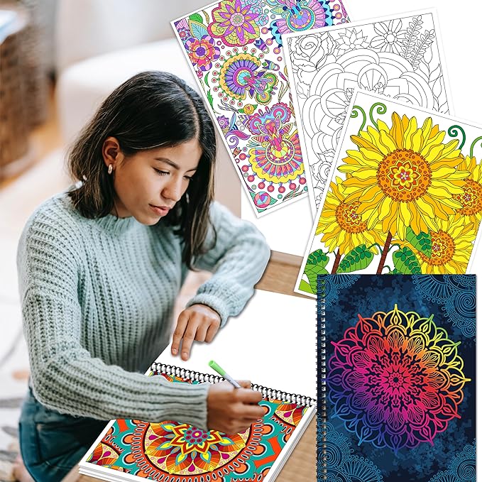 Adult Coloring Books Set:3 Coloring Books for Adults Animal Flowers & Other Themes Designs.Coloring Books for Adults to Relax and Relieve Anxiety