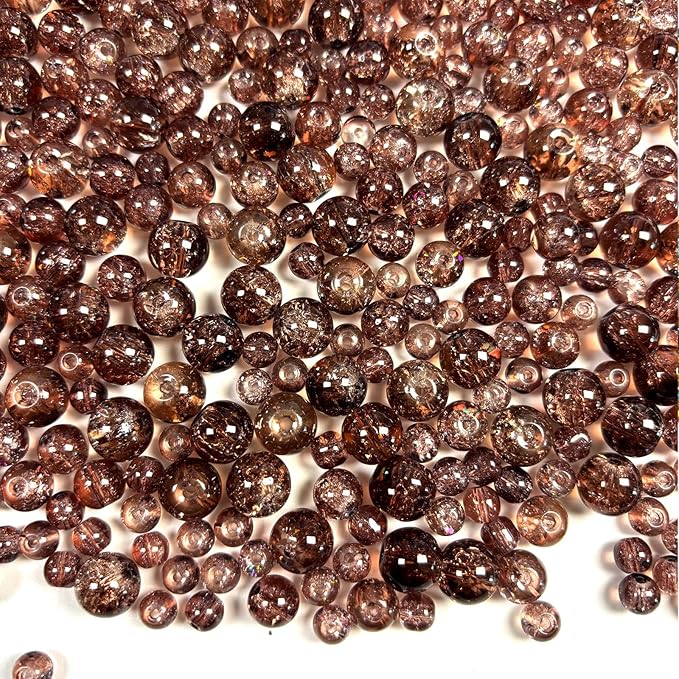 Glass Beads for Jewelry Making, 315Pcs Crackle Round 6/8/10mm Crystal Beads for Bracelet Craft Necklace Earring Making Wine Charms Wind Chimes, Medium Violet Color
