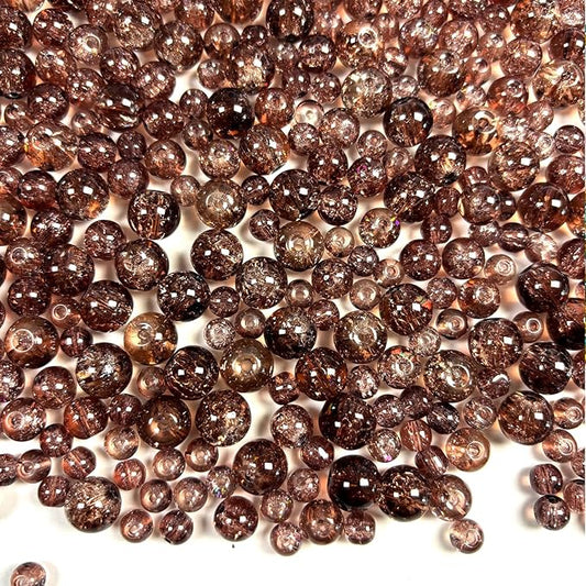 Glass Beads for Jewelry Making, 315Pcs Crackle Round 6/8/10mm Crystal Beads for Bracelet Craft Necklace Earring Making Wine Charms Wind Chimes, Medium Violet Color